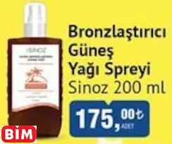 SİNOZ BRONZLAŞTIRICI GÜNEŞ YAĞI SPREYİ SİNOZ BRONZLAŞTIRICI GÜNEŞ YAĞI SPREYİ